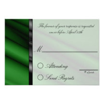 Green Silk Reply Card Custom Announcements