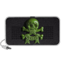 Green Skull and Cross bones iPod Speaker