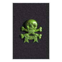 Green Skull and Cross bones Stationery