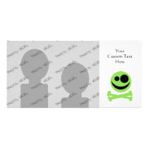 Green Skull and Crossbones. Personalized Photo Card
