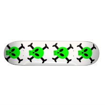 Green Skull And Crossbones Skateboard