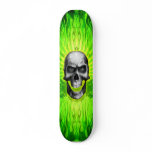 Green Skull Flames Custom Skate Board
