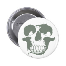 Green Skull Pinback Buttons