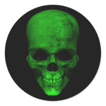Green Skull with Black Background Sticker