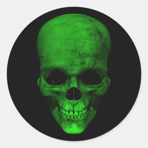 Green Skull with Black Background Sticker
