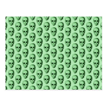 Green Skulls Pattern. Postcard