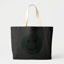 GREEN SMILEY - ERODED AND AGED CANVAS BAG