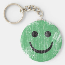 GREEN SMILEY - ERODED AND AGED KEY CHAIN