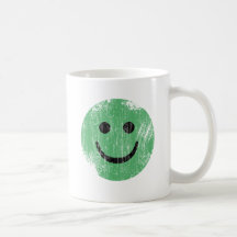 GREEN SMILEY - ERODED AND AGED MUG