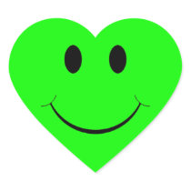 Green Smiley Face Heart Stickers