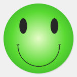 Green Smiley Round Sticker
