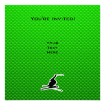 Green Snow Skiing Invitations