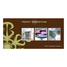 Green snowflake christmas photcard customized photo card