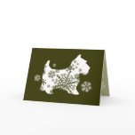 Green Snowflake Dog Holiday Greeting Card