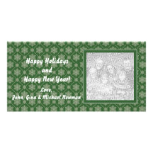 Green Snowflake Holiday Photo Cards