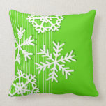 Green Snowflakes Christmas Pillow