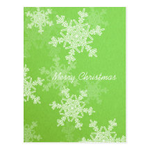 Green Snowflakes Christmas Postcard