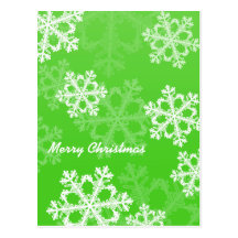 Green Snowflakes Christmas Postcard