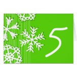 Green  Snowflakes Christmas Table Number Card
