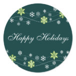 Green Snowflakes Holiday Stickers
