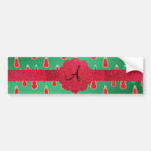Green snowman monogram bumper stickers