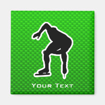 Green Speed Skater Fridge Magnet