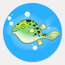 Green Spotted Puffer Stickers
