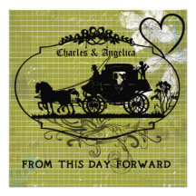 Green Squared This Day Forward Wedding Invitation