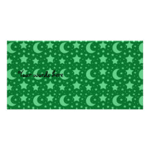 green stars and moon patterns photo card template