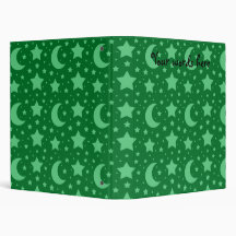 green stars and moon patterns vinyl binders