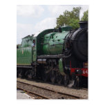 Green Steam Train Post Card