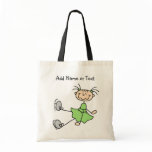Green Stick Figure Girl Ice Skater Customized Bag