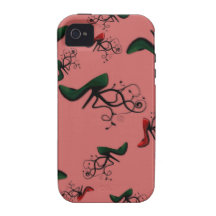 Green Stiletto Pump on Pink iPhone 4 Case