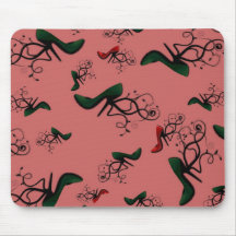 Green Stiletto Pump on Pink Mouse Pad