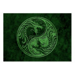 Green Stone Yin Yang Dragons Business Card