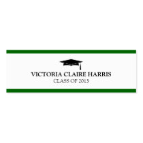 Green stripe border graduation cap name card business cards