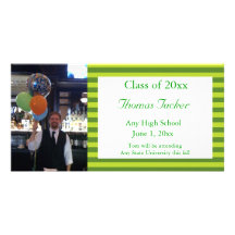 Green Striped Graduation Photo Card