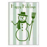 Green Stripes Christmas Snowman Card