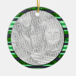 green stripes pattern photo frame ornaments