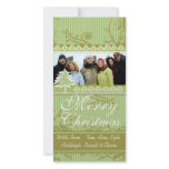 Green Stripes Pine Swirl Holiday Family Pictures Photo Card Template