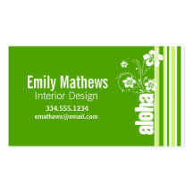 Green Stripes; Striped; Aloha Business Card Template
