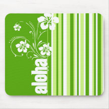 Green Stripes; Striped; Aloha Mouse Pad
