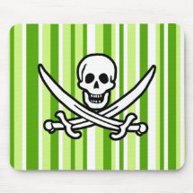 Green Stripes; Striped Jolly Roger; Pirate Mousepads