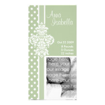 Green Stylish Damask Photo Card
