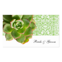 Green Succulent Vintage Damask Place Cards Business Card