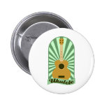 Green Sunburst Ukulele Pinback Button