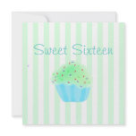 Green Sweet Sixteen Cupcake Birthday Invitation