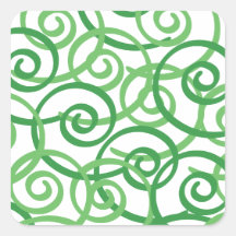 Green Swirls Design Square Sticker