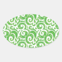 Green Swirls Oval Stickers