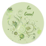 Green Swirls Round Sticker